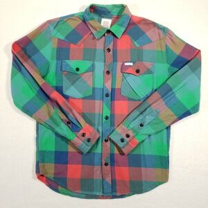 Topo Designs Western Flannel Shirt Men Medium Multicolor Plaid Long Sleeve Light